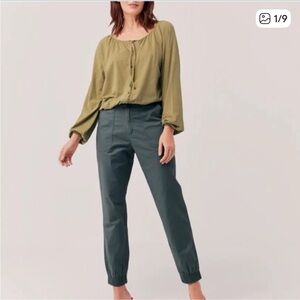 PACT Pants Green Woven Twill Organic Cotton Chino Jogger Pant XXL